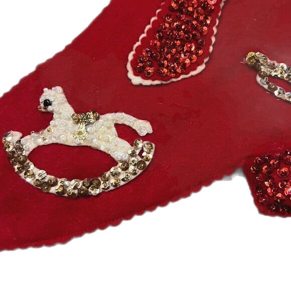 Vintage Christmas Stocking with the name Christopher Felt and Sequins. Handmade - Picture 4 of 8